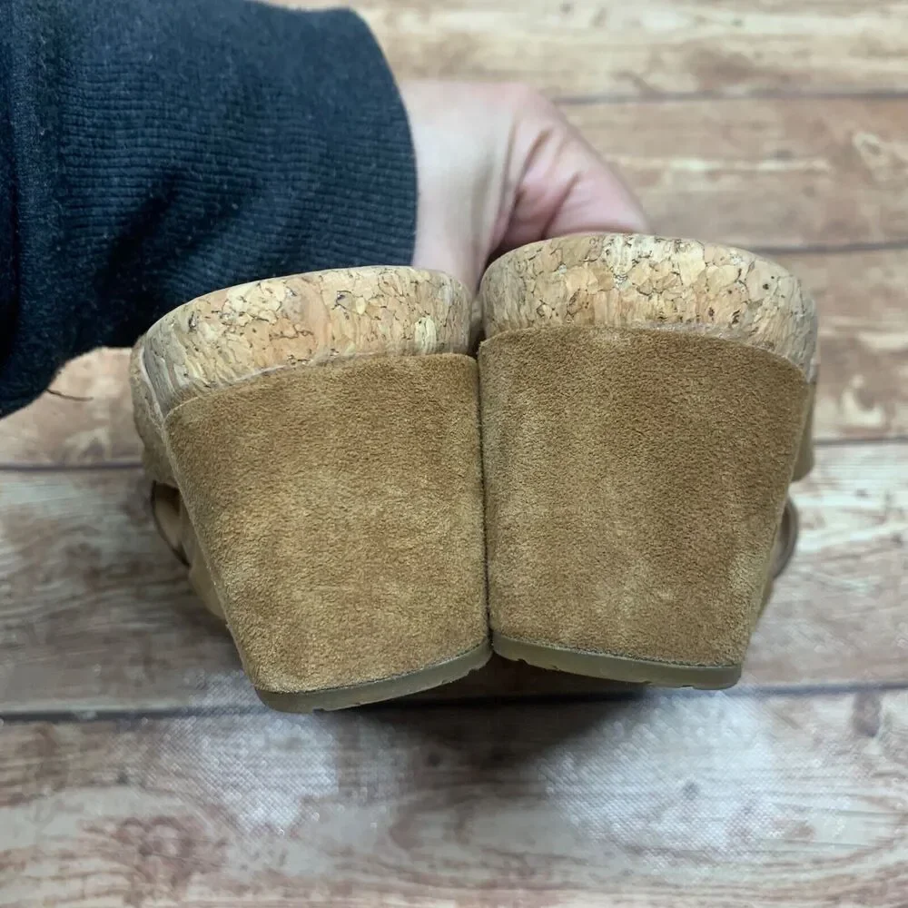 UGG‎ AUSTRALIA Women’s 7 Lilah Chestnut Brown Suede Wedge Slide Sandals 1019976